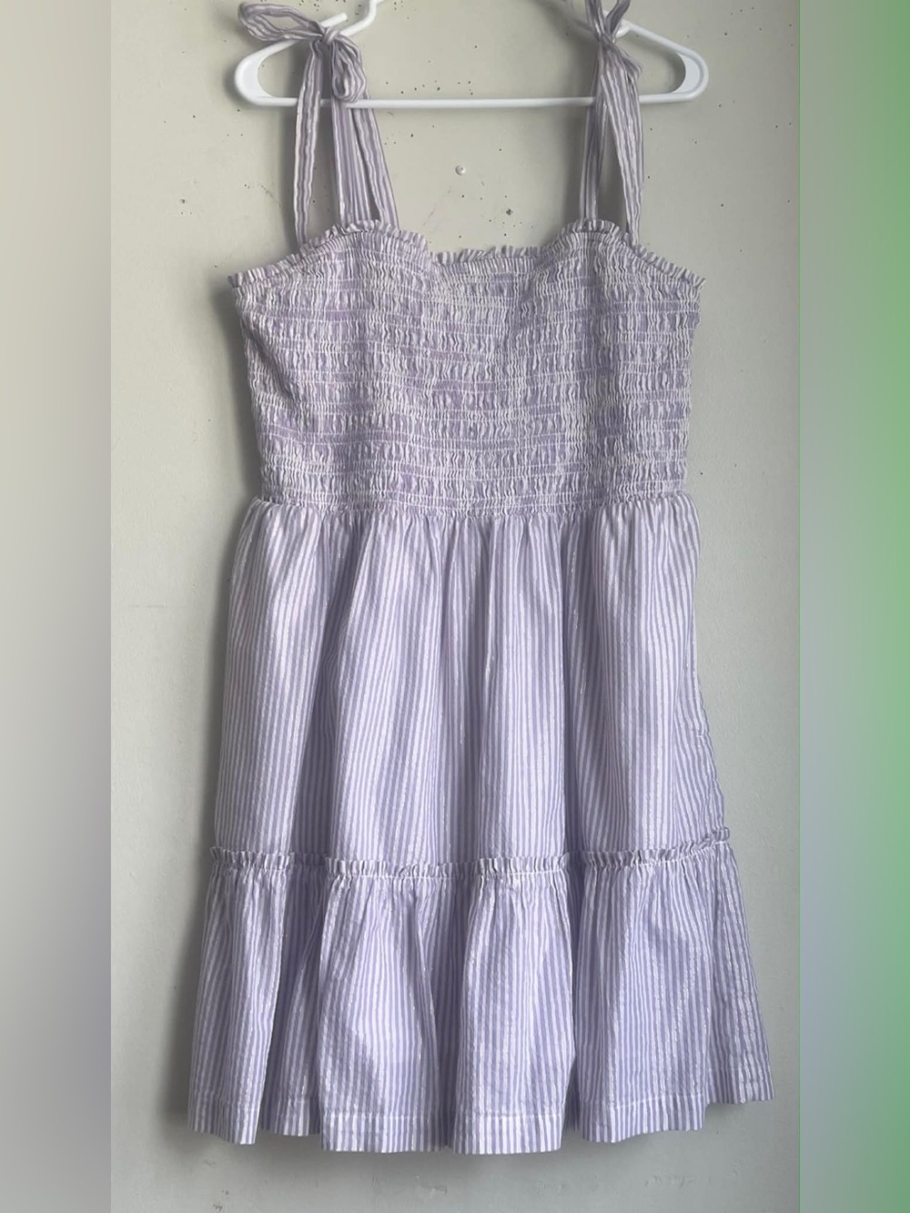 GAP Lavender and White Striped Smocked Sundress